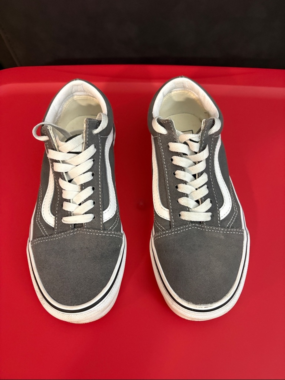 Vans Gray and White Low-Top Skate Sneakers